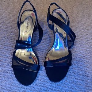 Black satin heels